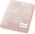 Knit Baby Swaddle Blanket for Girls - 100% Cotton Buttery Soft Cozy Receiving Swaddle Stroller Blanket for Shower Gift Registry for Newborns, Infants, Toddlers (Rainbow - Pink)