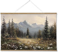 ARPEOTCY Extra Large Vintage Framed Wall Art, 36x54 Inch Wildflower Mountain Forest Hanging Framed Canvas Prints Scroll Wall Art Decor for Living Room Bedroom, Retro Scenery Pictures Above of Bed