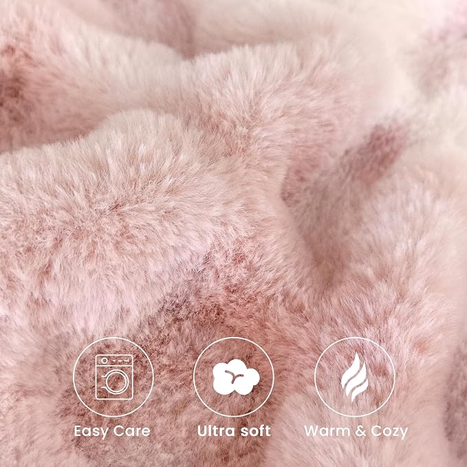 Ultra Soft Faux Rabbit Fur Throw Blanket, Cozy Fuzzy Blanket for Couch Bed, Plush Warm Decor Gifts, Luxury Thick Fluffy Blanket for Women,50x60 inches, Tie-Dyed in Pink