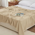 Love's cabin 100% Cotton Muslin Blanket, 6 Layer Lightweight Breathable Gauze King Size Blanket 108 x 90 Inches, Soft Summer Blanket for Bed, Khaki