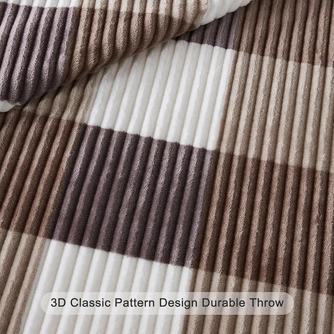 Sherpa Fleece Throw Blanket for Couch, Fluffy Plush Warm Fuzzy Blanket for Women and Men, Cozy Thick Soft Twin Blanket for Bed, Beige, 80x90 Inches