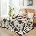 Cozy Bliss Cow Print Throw Blanket for Bed - Fuzzy Thick Soft Warm Fleece Blankets for Couch & Bed, for Women Men Girls Kids, Dark Brown Large King Size 120"*100"