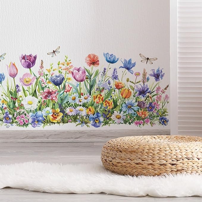 TUOKING Flowers Wall Stickers Decor,Removable Wall Murals Peel and Stick Modern Wall Art Decal Home Decor for Kitchen,Bedroom,Living Room(h8)
