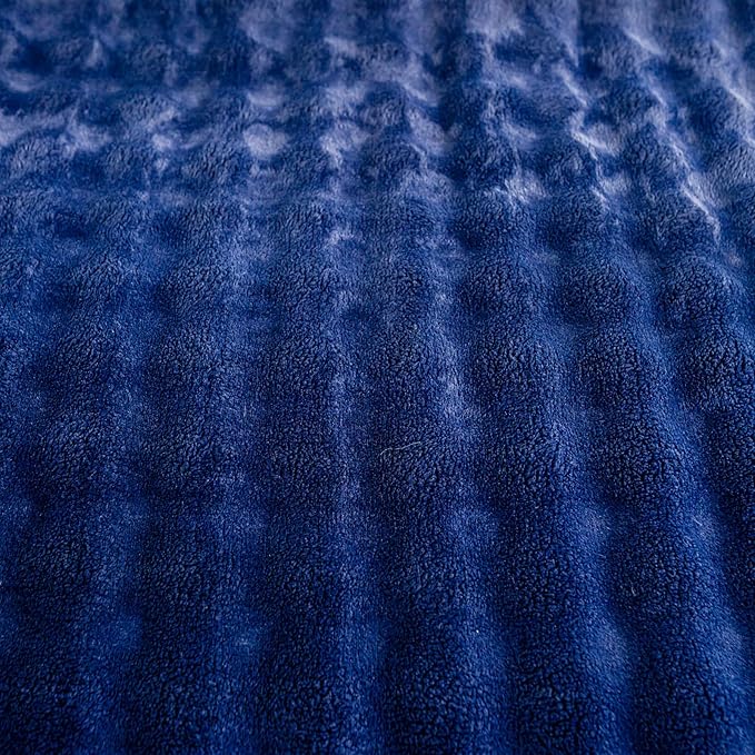 YUSOKI Luxury 3D Bubble Light Weighted Throw Blanket 1.8lb,All Ages,Home Decoration, (Navy,50 * 60inches)