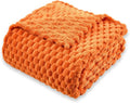 Super Soft Fleece King Size Blanket 90x102 Inches for Bed, Premium Silky with 3D Imitation Turtle Shell Jacquard Decorative Blankets, Lightweight and Cozy for Living Room.Orange