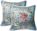 SZHELEJIAM Pillow Cover 18x18 Set of 2,Embroidered Jacquard Throw Pillow Covers,Vintage Floral Decorative Cushion Covers for Sofa, Bed,Lounger Blue