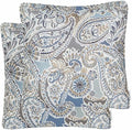 Mika Home Pack of 2 Throw Pillow Covers Decorative Pillow Shells for Sofa Couch, Paisley Pattern, 22x22 Inches,Blue Brown Cream Multicolor
