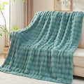 NEWCOSPLAY Throw Blanket for Couch Light Teal Super Soft Flannel Fleece 3D Bubble Lightweight Bed Blanket All Season Use (Light Teal, Throw(50"x60"))