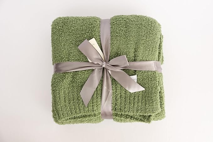 Saranoni Bamboni Luxury Throw Blanket | Oversized Super Soft Plush Home Decorative Comfy Blankets for Couch or Bed | Olive - X-Large 60” x 80”