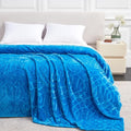 Soft Cozy Fleece Queen Size Blanket, 90x90 Inches – Lightweight Plush Blanket for Bed, Fuzzy 3D Jacquard Design - Royal Blue