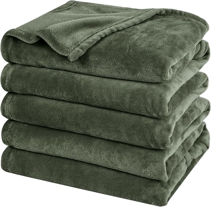 PHF Oversized King Big Fleece Blanket 120"x120", No Shed No Pilling Extra Large Soft Blanket, Giant 10'x 10' Lightweight for Bed, Sofa Travel and Camping, Suitable for All Season, Olive Green