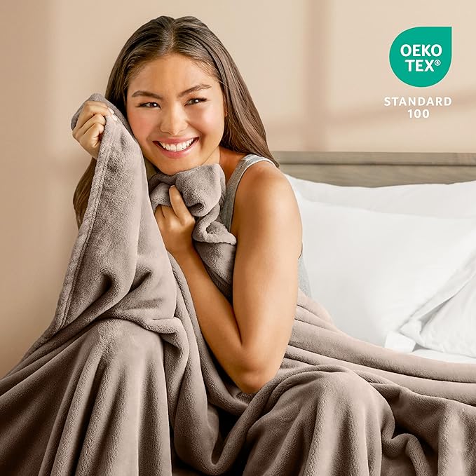 Bare Home Fleece Blanket - Twin/Twin Extra Long - Ultra-Soft Lightweight for Bed, Sofa, and Couch - Luxury Microplush - Cozy Warm Blanket (Twin/Twin XL, Taupe)