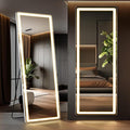 DUMOS 27"×71" Full Length Mirror with Light, LED Floor Full Body Mirror with 3 Color Lighting, Wall Mounted Stand Mirror for Bedroom, Dressing Room, Living Room, Bathroom