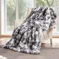 SAPHREAS Faux Fur Throw Blanket for Couch, Fluffy Fuzzy Bubble Blanket for Sofa Bed Living Room, Decor Soft Cozy Gifts for Women Men, 60x80” Tie Dye Grey