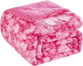 CHOSHOME Sherpa Fleece Blanket- Thick Warm Blanket for Winter, Soft Fuzzy Plush Blanket for Bed, Couch, Travel (Tie Dye Pink, King 90" x 108")
