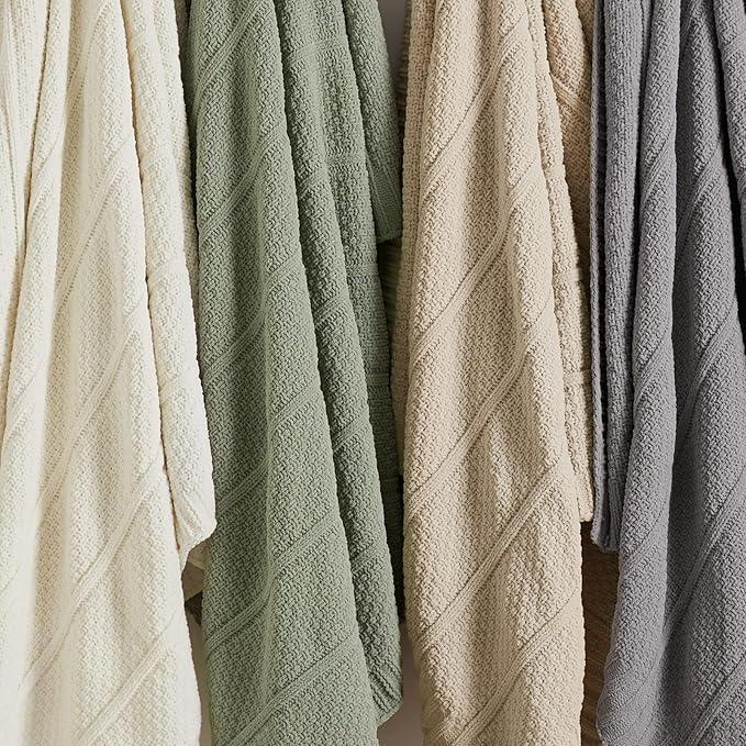 Amélie Home Premium Chenille Throw Blanket, Soft Cozy Moss Stitch Knit Blanket for Couch, Sofa, Chair, Home Decor, Beige 50"x60"