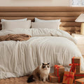 Bedsure California King Comforter Set - Beige Soft Bedding for All Seasons, Cationic Dyed Bed Set, 3 Pieces, 1 California King Size Comforter (104"x96") and 2 Pillow Shams (20"x36"+2")