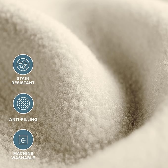 Bare Home Polar Fleece Blanket - Extra Long - Oyster - Warm & Cozy - Premium Fleece Throw for Bed, Sofa, Camping, Travel and Cold Nights - Lightweight Blanket (Twin/Twin XL, Oyster)