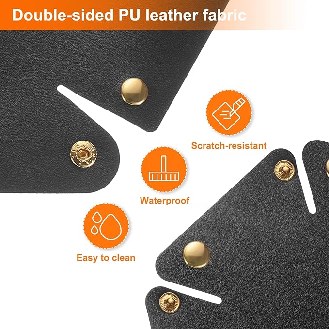 HARFINGTON 2pcs PU Leather Valet Tray Unisex Valet Tray Folding Round Catchall Tray Portable Entryway Table Tray Nightstand Bedside Desk Tray for Key Watch Coin Jewelry Dice, Black