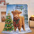 Christmas Highland Cow Blanket Cow Gifts Warm Cozy Cow Print Throw Blanket Soft Lightweight Fleece Plush Fuzzy Blanket for Girls Women Kids Aults Bed Decor 60"X80"