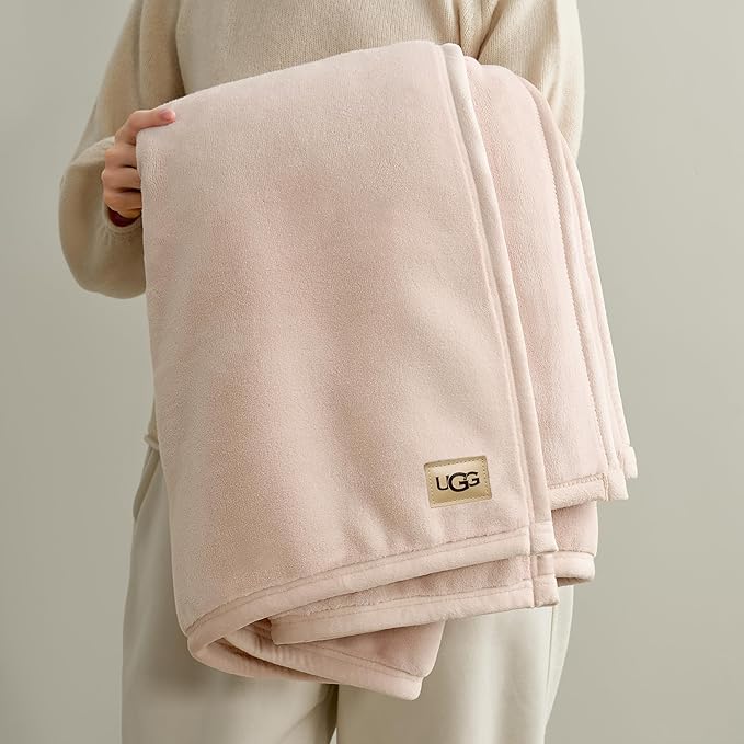 UGG Coco Plush Fleece Throw Blanket – Soft & Cozy Blanket for Couch, Bed & Sofa, Perfect for Home Decor, House Warming Gifts or Luxurious Birthday Gifts for Women, 50" x 70", Pink Himalayan Salt