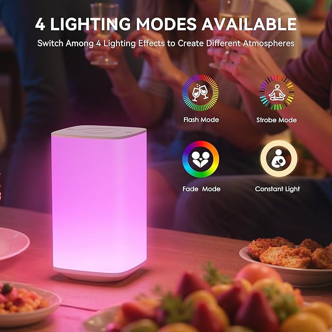 Auxmir Nursery Night Light for Baby, Portable Night Lamp with LED Stepless Dimming & 256 RGB Colors for Kids Adult, Breastfeeding, Sleep Aid, 4000mAh Rechargeable Bedside Table Lamp with Timer, White