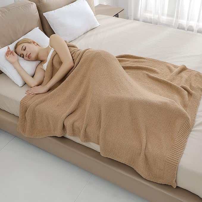 bearberry Super Soft Fluffy Throw Blanket Lightweight Cozy Warm Throw Blankets for Couch Bed Sofa All Season (Camel, 40”x50”)