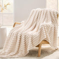 Beige Fleece Twin Size Blanket for Bed, 320GSM Super Soft Cozy Blanket for Home Decor, Perfect Cozy Gifts for Women Men Gifts, Lightweight All Season Bed Blanket, 60x80 Inches