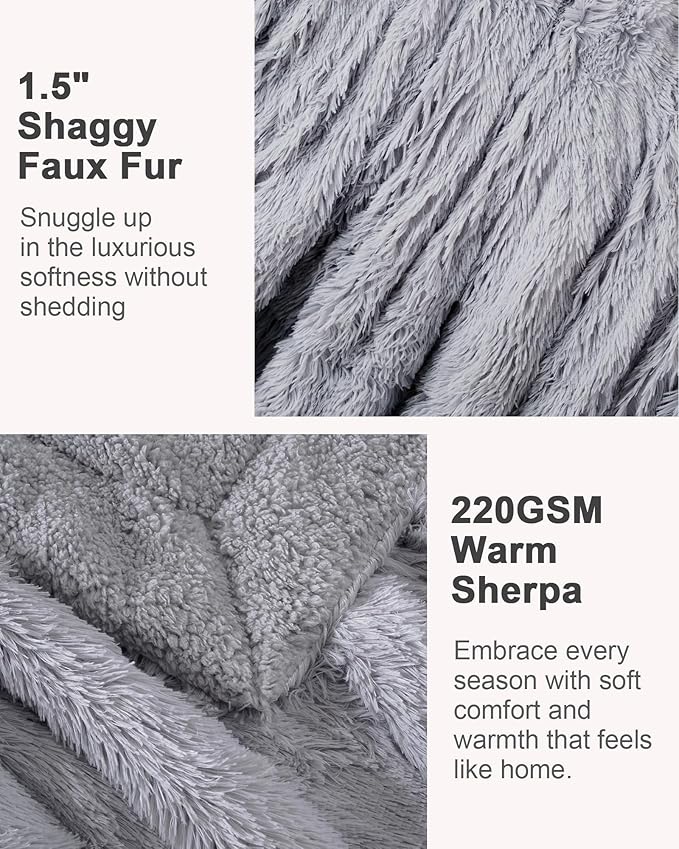 Super Soft Fluffy Fuzzy Faux Fur Sherpa Fleece Blanket Twin Size, Plush Thick Warm Blanket for Bed Couch, College Dorm Essentials Gifts for Girls Boys, Room Decor for Winter, 60" x 80"