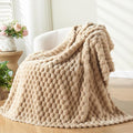 NEWCOSPLAY Super Soft Throw Blanket Brown Premium Silky Flannel Fleece 3D Clouds Stylish Jacquard Lightweight Bed Blanket All Season Use 350GSM (Brown, Throw(50"x60"))