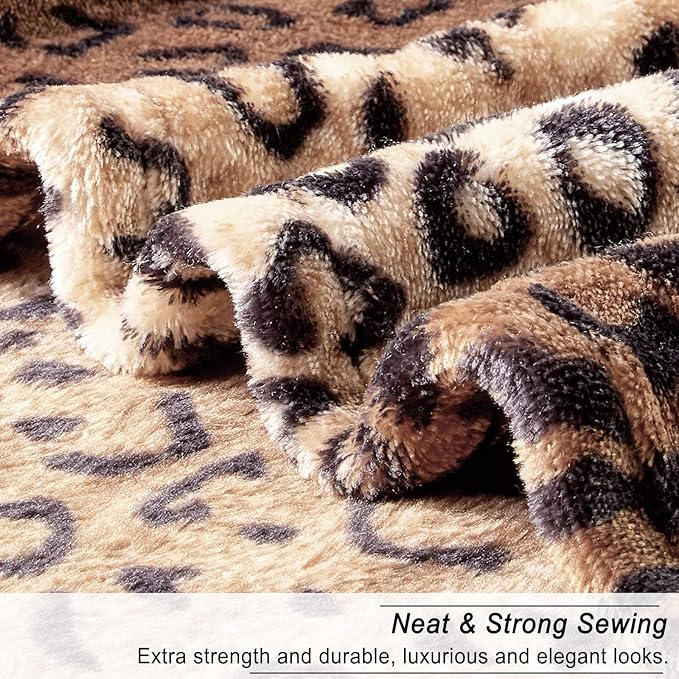 Viviland Flannel Fleece Blanket King Size 90x108 inches, Lightweight, Super Soft Cozy Warm Blanket, Leopard Print