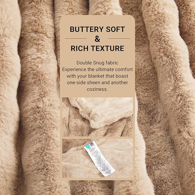 SAPHREAS Faux Fur Throw Blanket for Couch, Fluffy Fuzzy Bubble Blanket for Sofa Bed Living Room, Decor Soft Cozy Gifts for Women Men, 50x60” Khaki