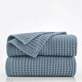 Douceur Blue Throw Blanket for Bed, Soft Chunky Cable Knit Throw Blanket, Classic Fisherman's Rib Stitch Pattern Throw for Living Room Gift, 60"X80"