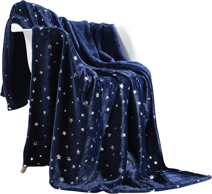 NANPIPER Throw Blanket, Ultra Soft Thick Microplush Bed Blanket, All Season Premium Fluffy Microfiber Fleece Throw for Sofa Couch (Twin Size 65"x80", Navy Blue)