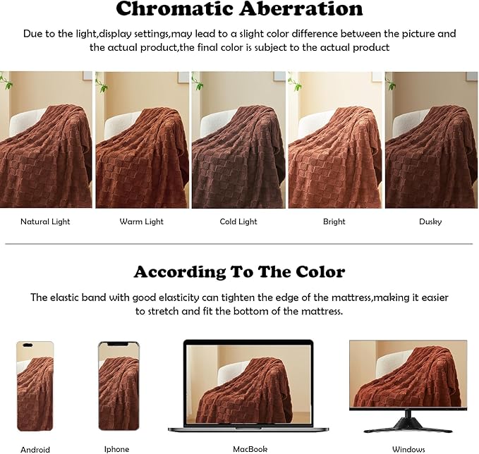 NEWCOSPLAY Super Soft Twin Blanket Coffee Premium Silky Flannel Fleece 3D Checkered Lightweight Bed Blanket All Season Use (Coffee Checkered, Twin(60"x80"))