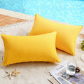 MIULEE Pack of 2 Decorative Outdoor Waterproof Pillow Covers Rectangular Garden Cushion Sham Throw Pillowcase Summer Shell for Patio Tent Couch 12x20 Inch Yellow