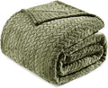 Exclusivo Mezcla Fleece Twin Size Blanket for Bed, 60x80 Inches Soft Cozy Jacquard Flannel Blankets, Lightweight Fuzzy Plush Warm for Women, Olive Green