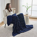 NANPIPER Fleece Blanket Heart Foil Print, Ultra Soft Lightweight Microfiber, All Season Premium Fluffy Throw for Sofa/Couch, 50"x65" Navy Blue
