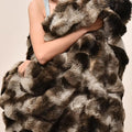 PHF Luxury Faux Rabbit Fur Throw Blanket, Ultra Soft Fluffy Plush Cozy Warm Bubble Blanket for Bed, Couch, Sofa Decorative, Thick Reversible Throw Suitable for Fall & Winter, 50" x 60", Tie Dye Brown