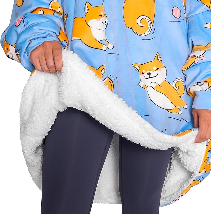 Bare Home Wearable Blanket Hoodie - Soft Plush Sherpa - Warm and Cozy - Oversized Wearable Blanket - Adult & Kid Sizes
