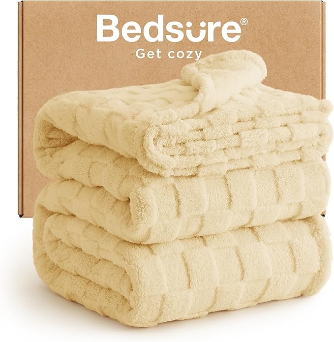 Bedsure GentleSoft King Size Blanket for Bed - Super Soft Cozy Blankets for Women Men Girls, Large Fuzzy Fleece Throw for Bedroom Decor, Light Yellow, 108x90 Inches