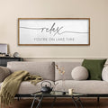 TQianJiang Relax You're On Lake Time Wall Decor 32"×12" Lakeside Quote Sign Lake House Decor for Living Room Bedroom Large Rustic Wooden Framed Wall Hanging Art (Wood)