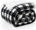BEDELITE Sherpa Fleece Blankets Queen Size - Black and White Buffalo Plaid Christmas Blanket, Super Soft Cozy Warm Thick Winter Blanket for Couch and Bed, 90" x 90"