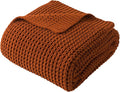 Bunnikins & Clover Knitted Waffle Blanket Throw, Fall Throw Blanket for Home Decoration, Caramel Throw Blanket for Couch, 50"x60"