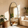 Mirror Full Length - Irregular Full Body Mirror Standing or Leaning or Wall Hanging 63"x 24" Asymmetrical Aviation Aluminum Alloy Frame Unique for Bedroom, Living Room, Cloakroom, Entryway