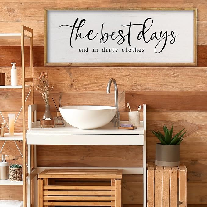 comurdyo Humorous Laundry Room Sign Wall Decor Inspirational Quote 32×12 Inch Motivational Quote for Washroom Rustic Farmhouse Large Funny Wall Hanging Art (Wood)