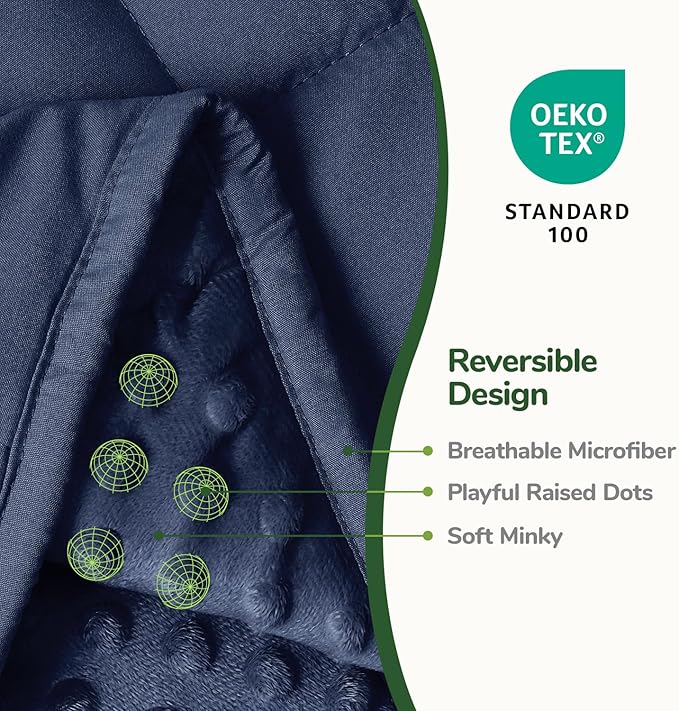 Sivio Weighted Blankets for Adults, Soft Minky Heavy Blanket for Calm Sleeping, Brethable Cooling Weighted Throw Blanket for Men and Women, Navy Blue, 60 x 80in, 15lbs