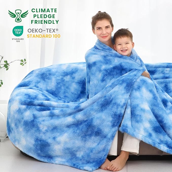 Blue Throw Blanket, Soft Plush Flannel Fleece Blanket for Couch Sofa Bed, Cozy Warm Soft Throw Blanket for Bedroom Living Room, Luxury Decorative Blanket, Birthday Gifts for Women