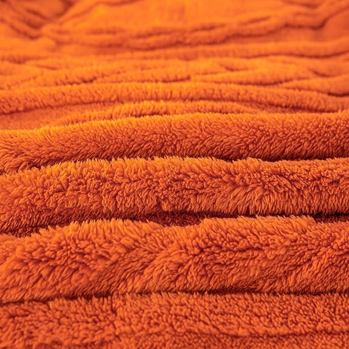 YUSOKI Twin XL Blanket Single Layer,Weight(3.1lb),370GMS-3D Stylish Design for Gift Home Decor (Burnt Orange,65"x90")