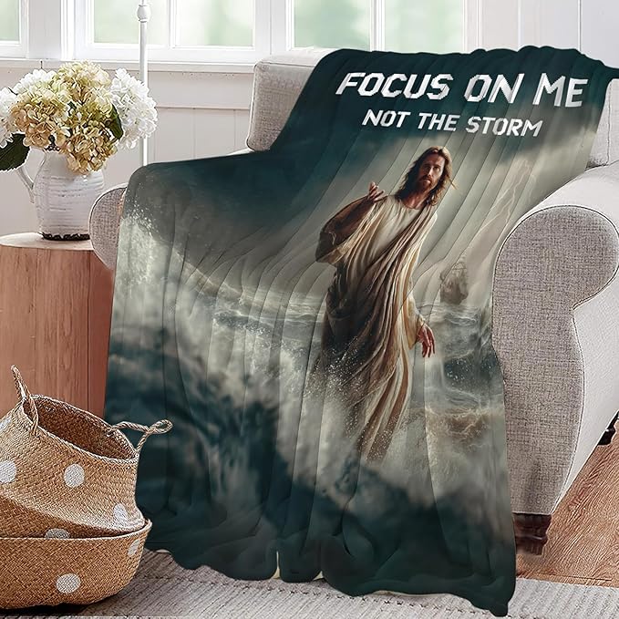 Jesus Throw Blanket Soft Warm Cozy Funny Christian Blankets Fuzzy Plush Fleece Religious Faith Jesus Blanket Gifts for Couch Bed Sofa Home Decor 40''X50''